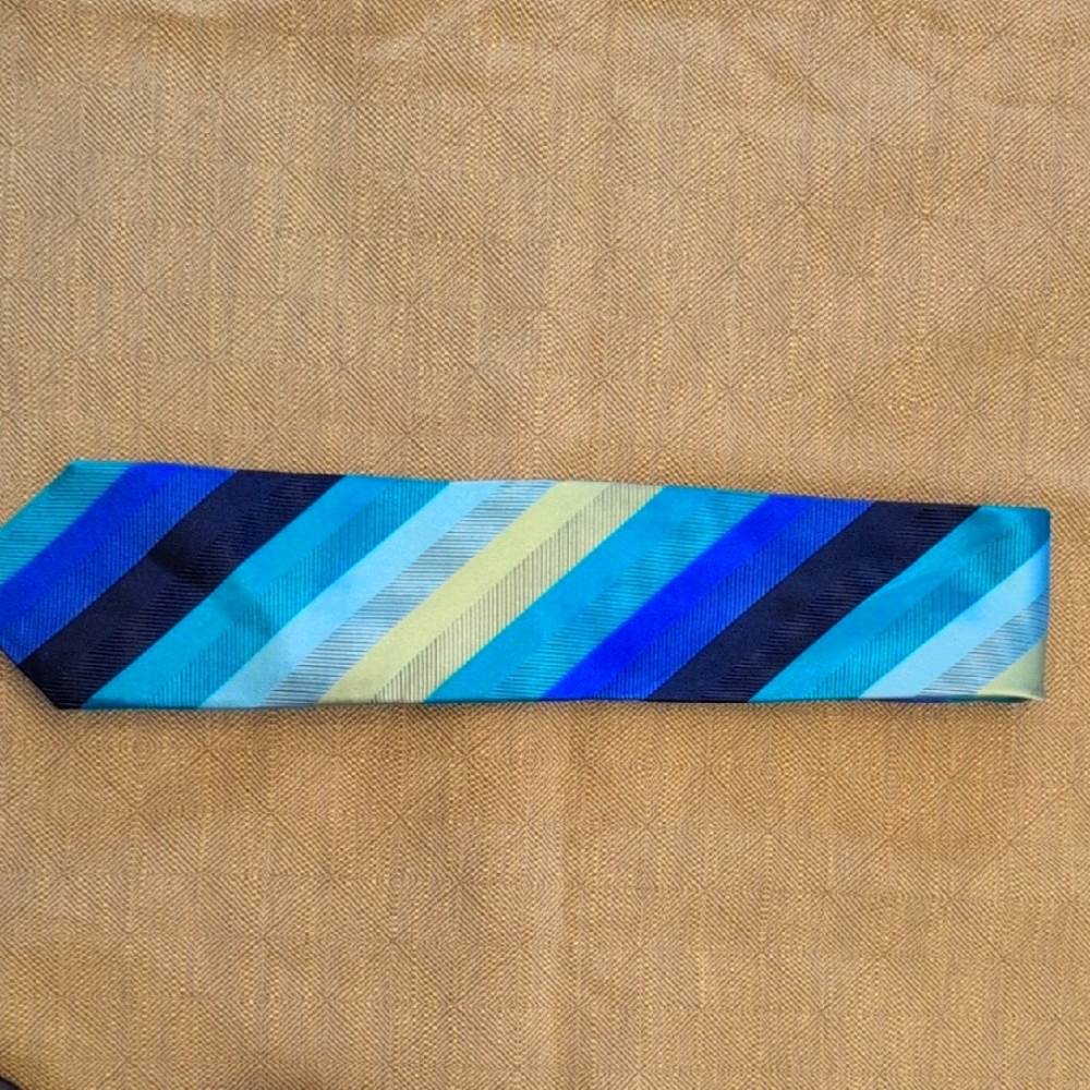 Vibrant Blue and Green Striped Tie